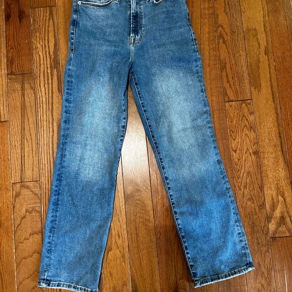 Good American Distressed Straight Leg Jeans
